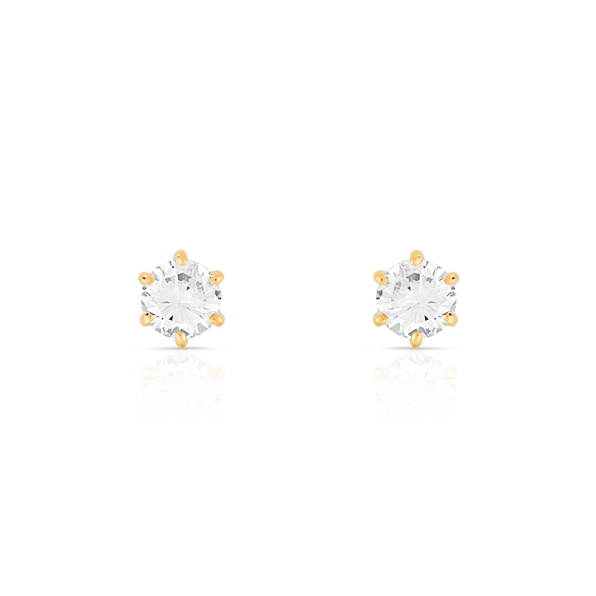 Boucles d'oreilles or 750 jaune diamants synthétiques 0.50 carat
