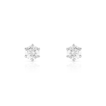Boucles d'oreilles or 750 blanc diamants synthétiques 0.50 carat