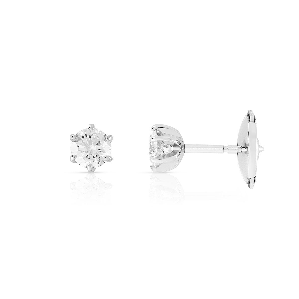 Boucles d'oreilles or 750 blanc diamants synthétiques 0.50 carat - vue D1