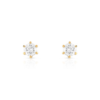 Boucles d'oreilles or 750 jaune diamants synthétiques 0.60 carat