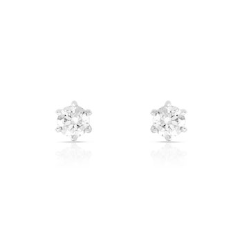 Boucles d'oreilles or 750 blanc diamants synthétiques 0.60 carat