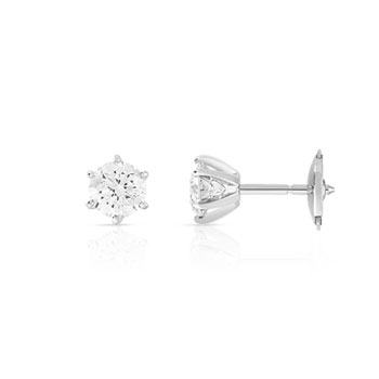 Boucles d'oreilles or 750 blanc diamants synthétiques 0.80 carat