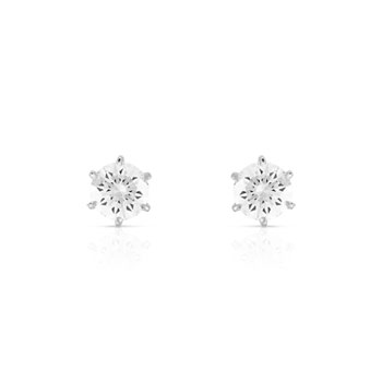 Boucles d'oreilles or 750 blanc diamants synthétiques 1 carat