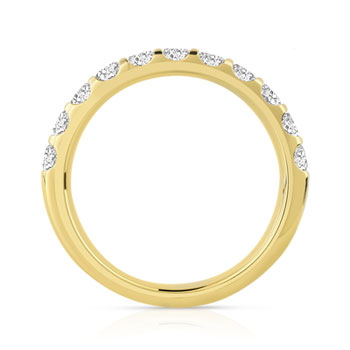 Alliance demi-t or 750 jaune diamants synthétiques 1 carat
