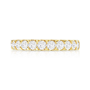 Alliance demi-t or 750 jaune diamants synthétiques 1 carat