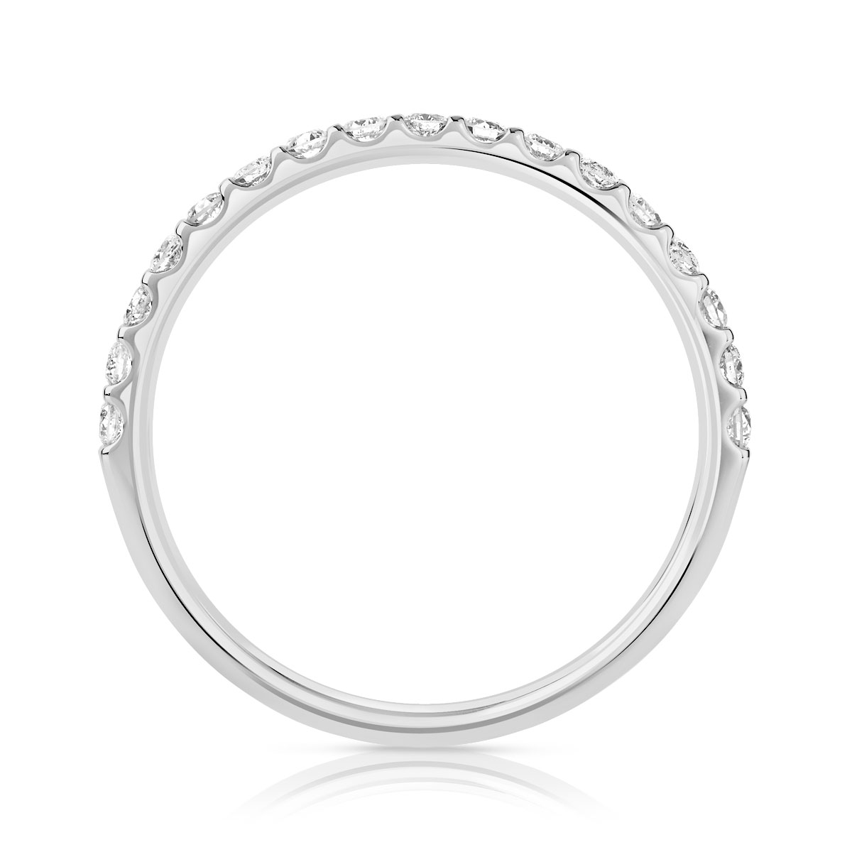 Alliance demi-t or 750 blanc diamants synthétiques 0.25 carat - vue 2