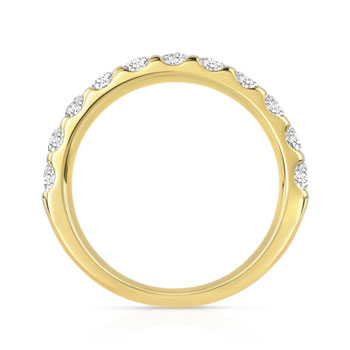 Alliance demi-T or 750 jaune diamants synthétiques  0.75 carat