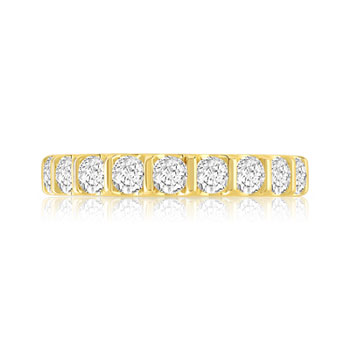 Alliance or 750 jaune diamants synthétiques total 2 carats