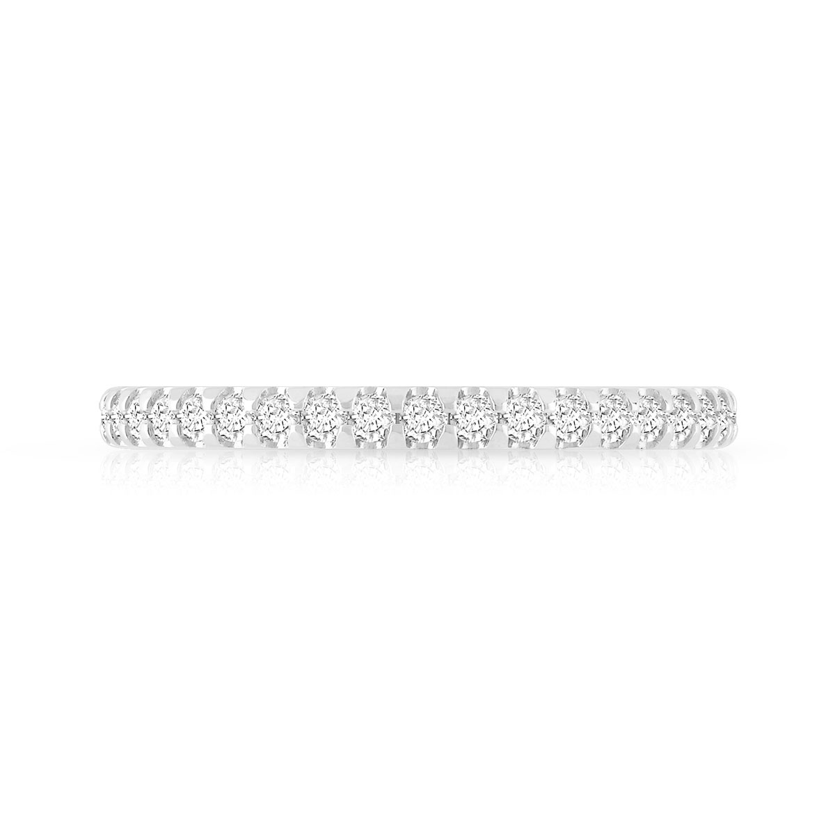 Alliance or 750 blanc tour complet diamants synthétiques 0,50 carat - vue 3