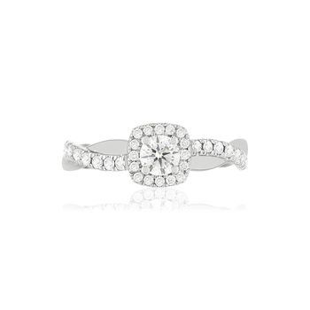 Bague or blanc 750 diamants synthétiques 0.50 carat
