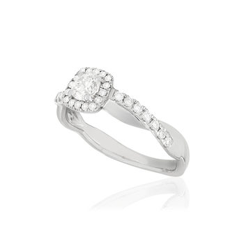 Bague or blanc 750 diamants synthétiques 0.50 carat