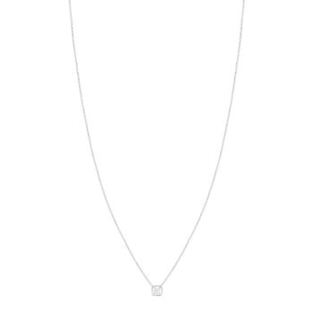 Collier or blanc 750, diamant synthétique 0.18 carat