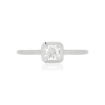Bague or blanc 750 diamant synthétique 0.18 carat