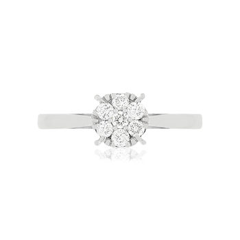Bague or blanc 750 diamants synthétiques total 0.20 carat