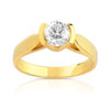 Bague solitaire or 750 jaune diamant synthétique 0.70 carat - vue V1