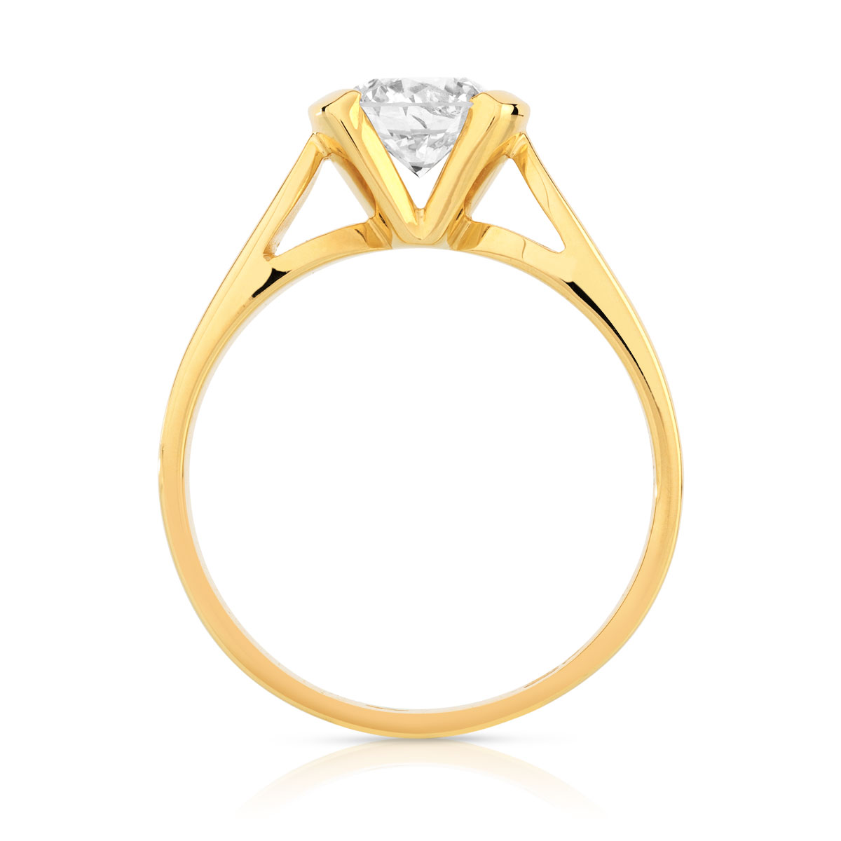 Bague solitaire or 750 jaune diamant synthétique 0.70 carat - vue 2