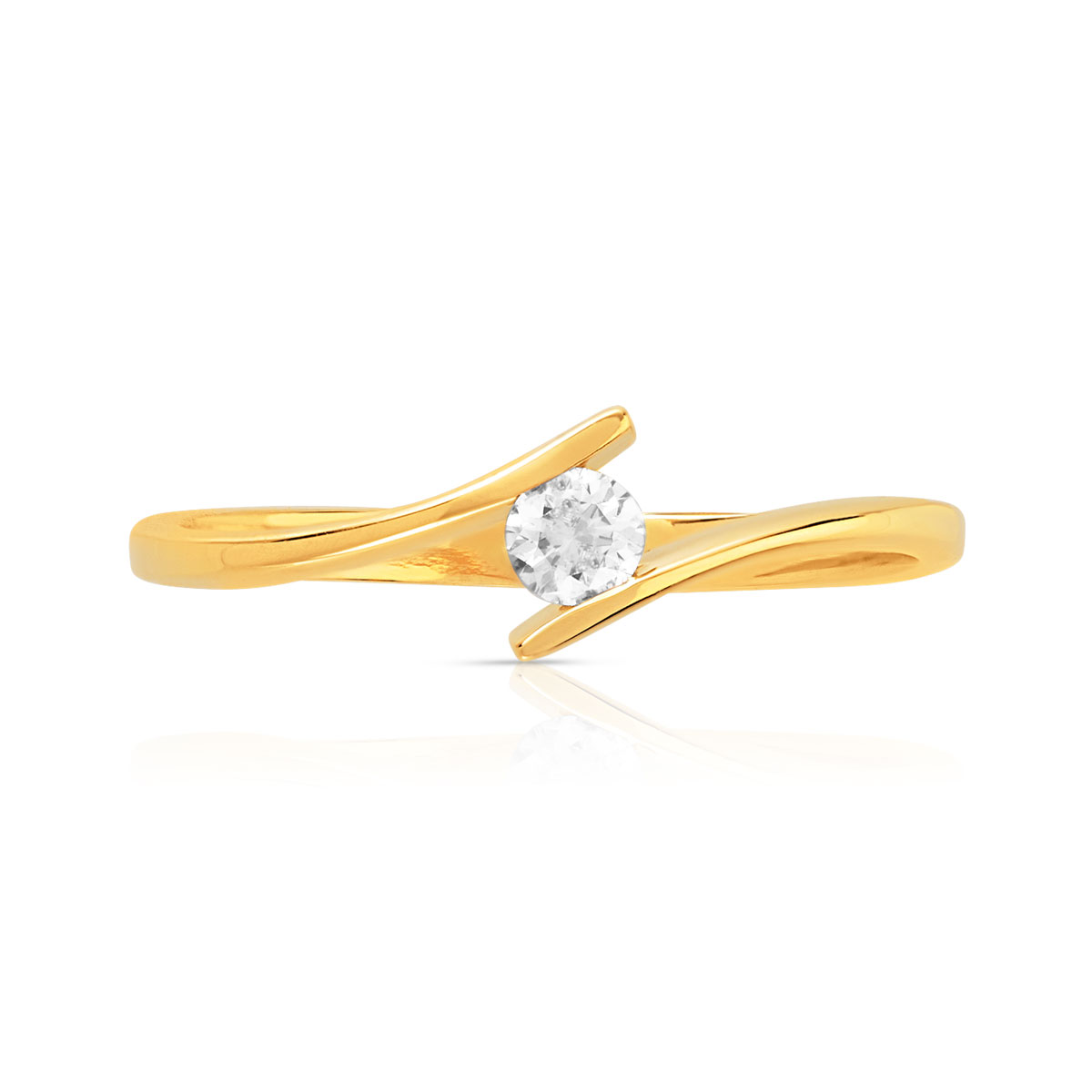 Solitaire or jaune 750 diamant synthétique 0.10 carat - vue 3