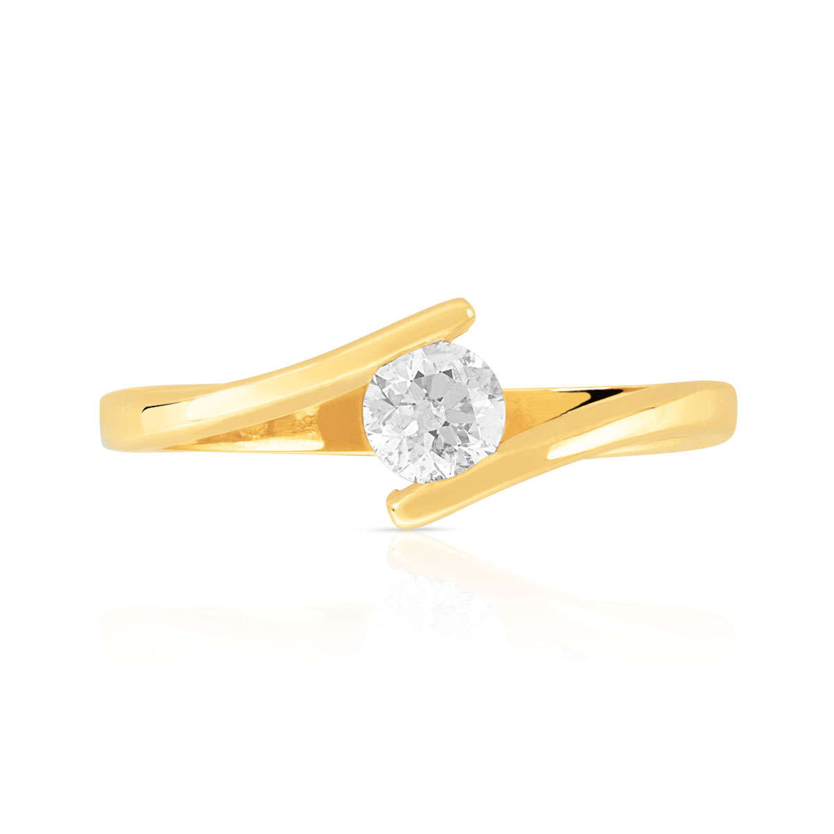 Solitaire or jaune 750 diamant synthétique 0.30 carat - vue 3