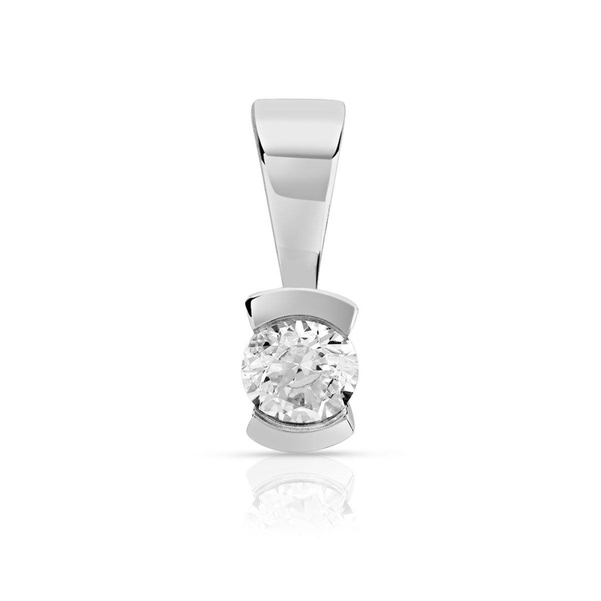 Pendentif or blanc 750 diamant synthétique 0.10 carat