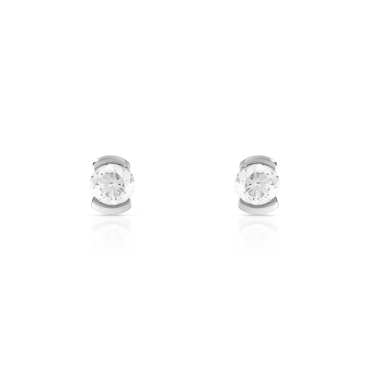Boucles d'oreilles or blanc 750 diamant synthétique 0.50 carat