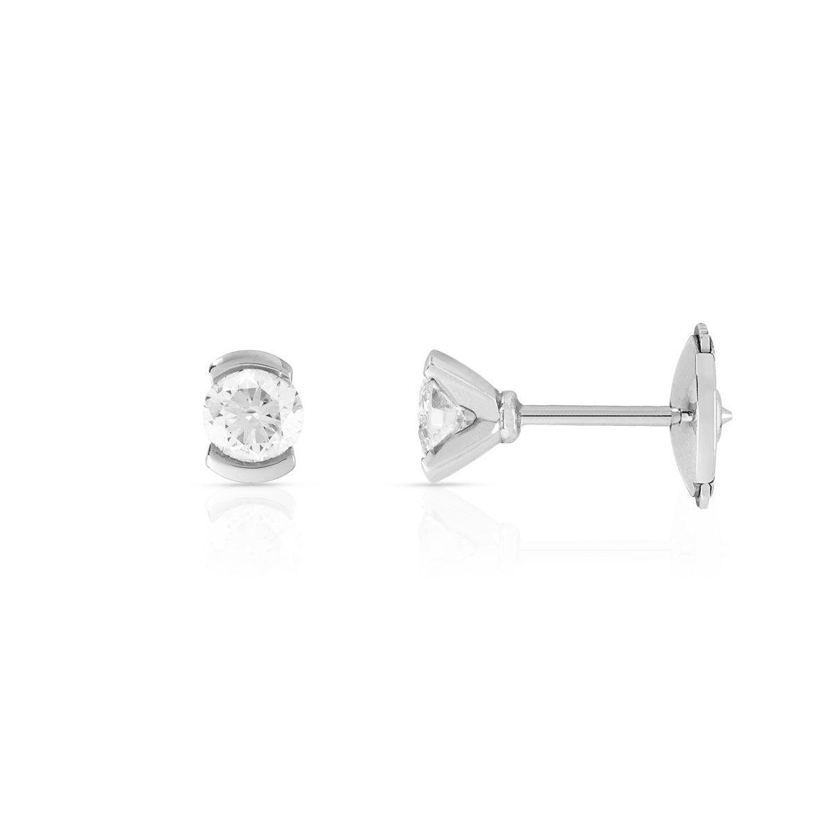 Boucles d'oreilles or blanc 750 diamant synthétique 0.50 carat - vue D1