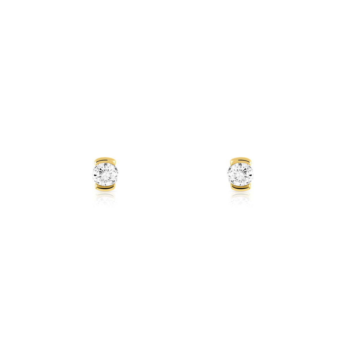 Boucles d'oreilles or jaune 750 diamant synthetique 0.10 carat - vue D1