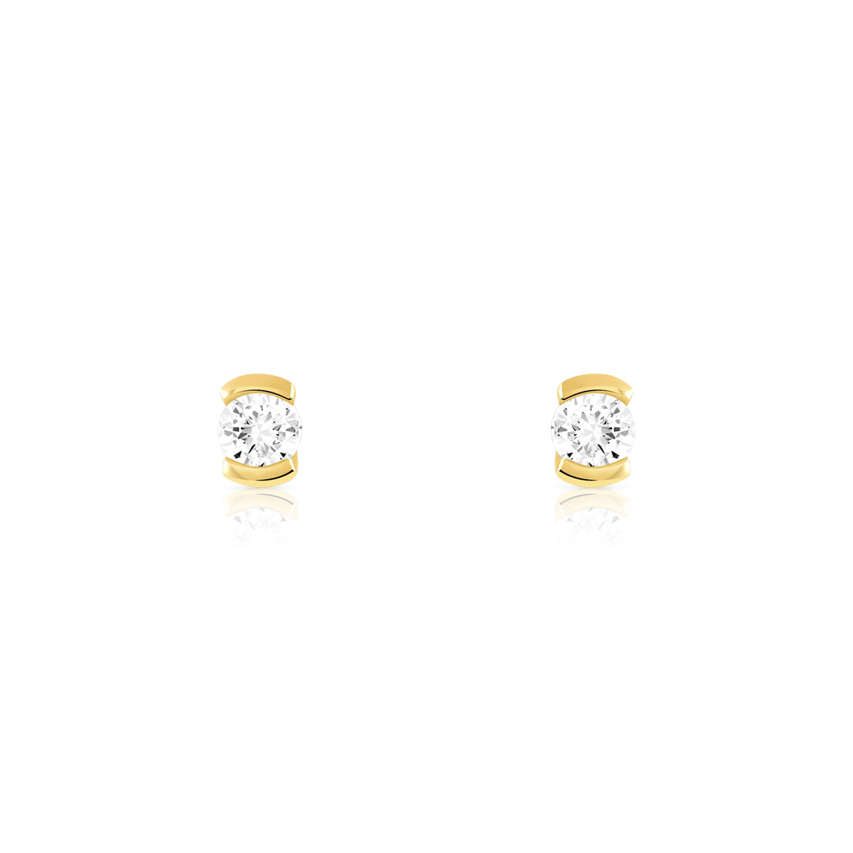 Boucles d'oreilles or jaune 750 diamant synthetique 0.30 carat - vue D1