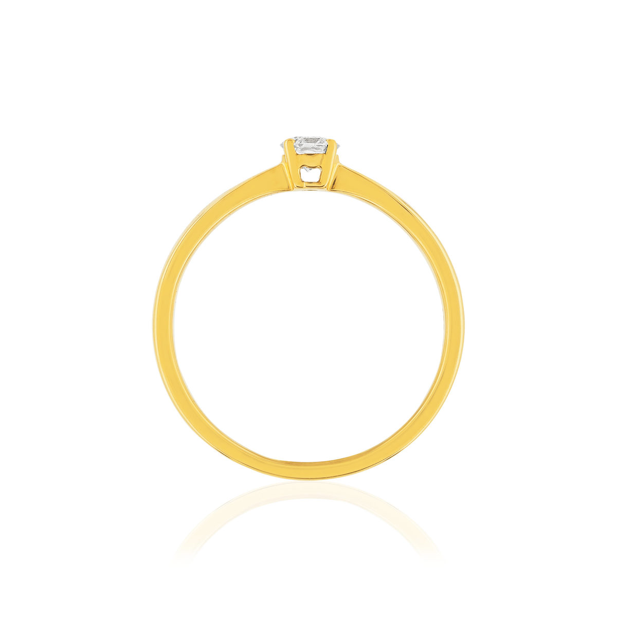 Solitaire or jaune 750 diamant synthétique 0.18 carat - vue 2