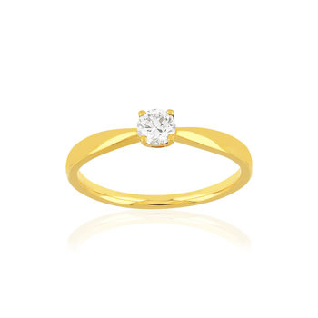Solitaire or jaune 750 diamant synthétique 0.23 carat