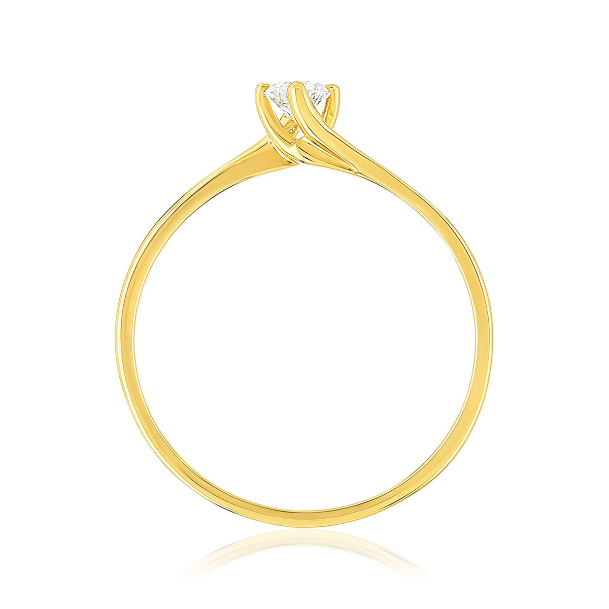 Solitaire or 750 jaune diamant synthétique 0,15 carat - vue 2