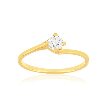 Solitaire or 750 jaune diamant synthétique 0,25 carat