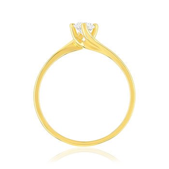 Solitaire or 750 jaune diamant synthétique 0,25 carat