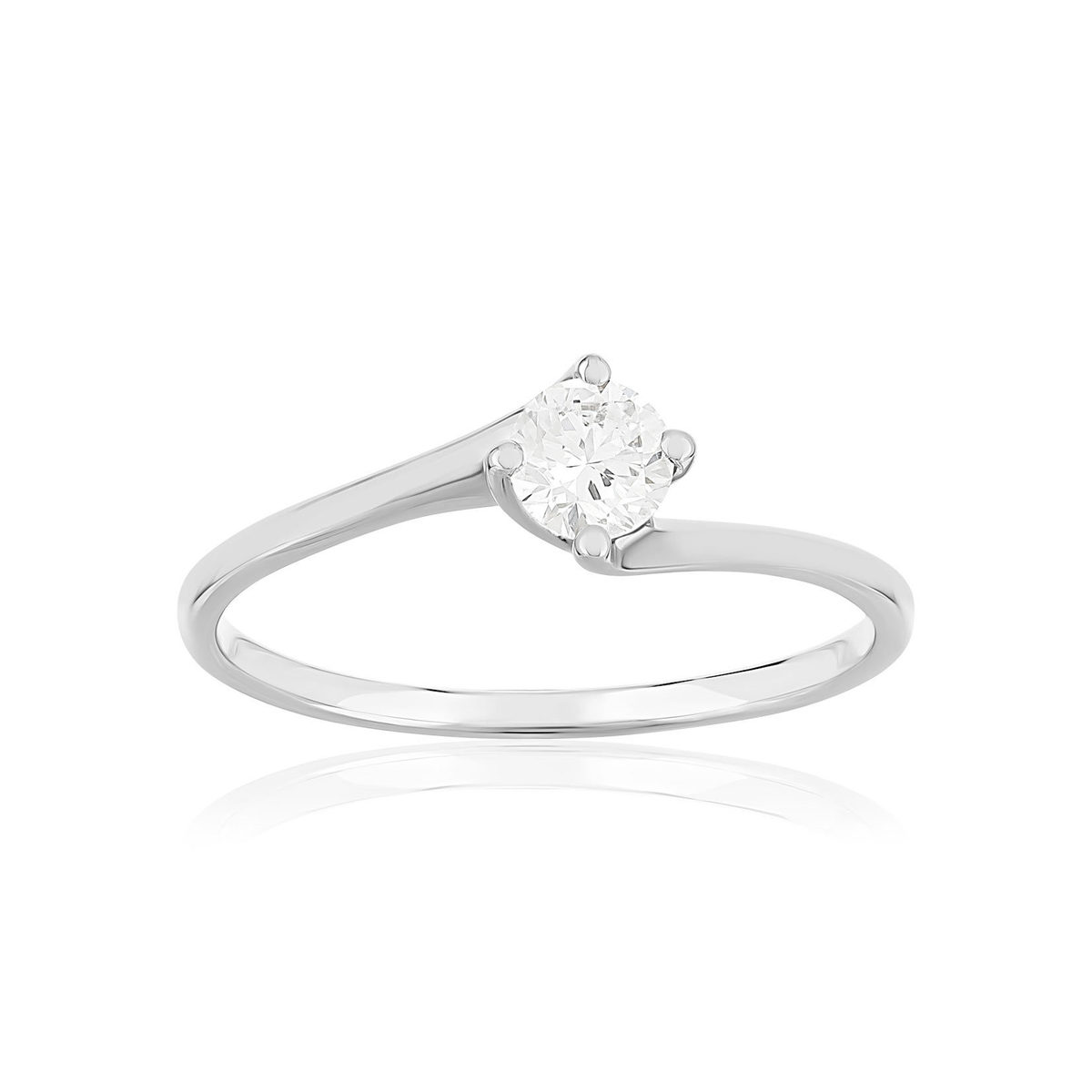 Solitaire or 750 blanc diamant synthétique 0,3 carat