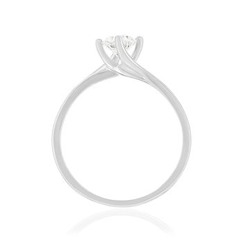 Solitaire or 750 blanc diamant synthétique 0,5 carat