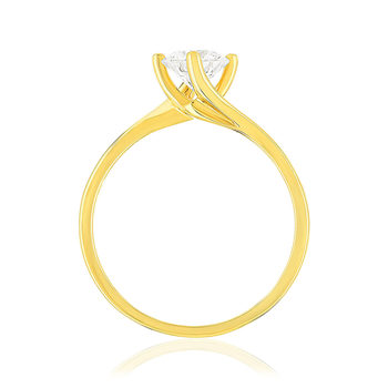Solitaire or 750 jaune diamant synthétique 0,7 carat