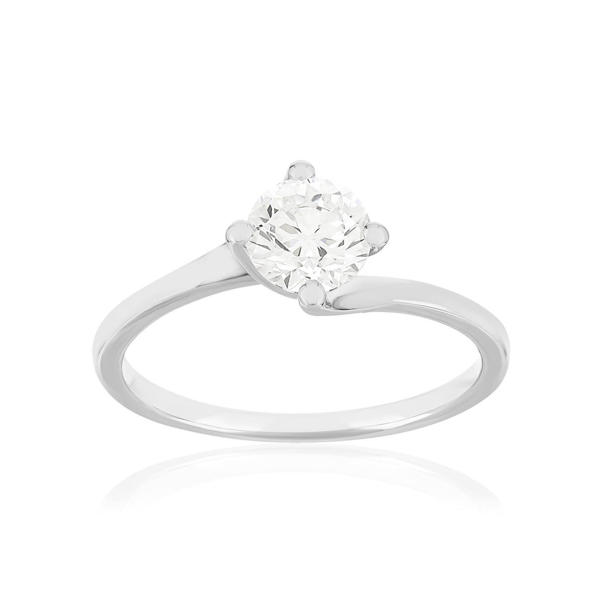 Solitaire or 750 blanc diamant synthétique 0,8 carat