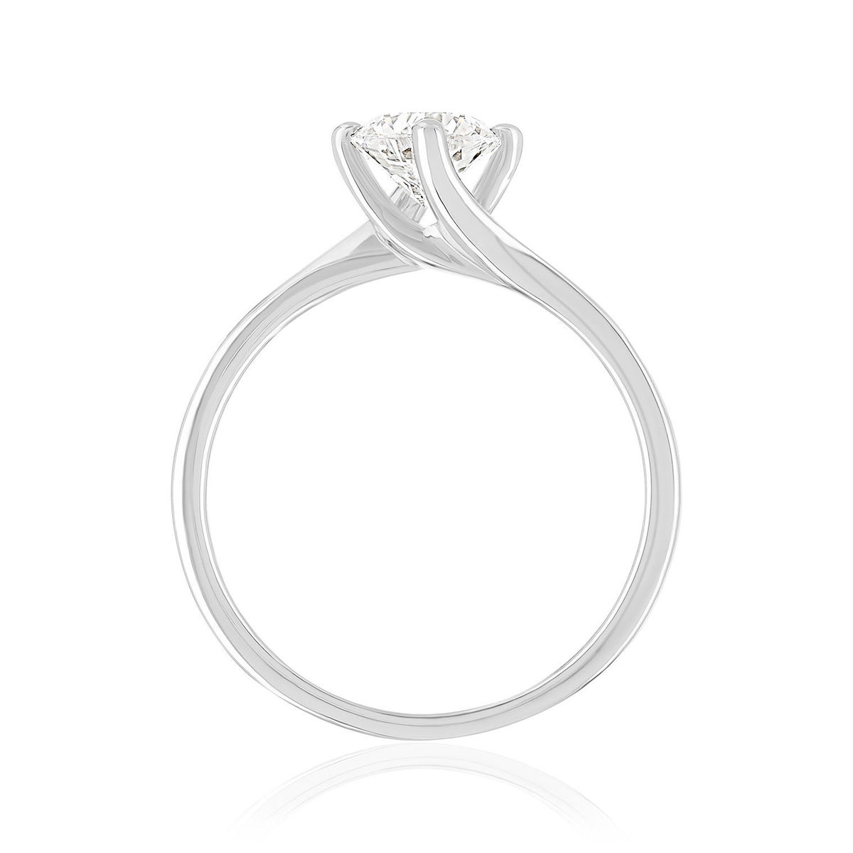 Solitaire or 750 blanc diamant synthétique 0,8 carat - vue 2