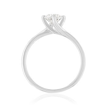 Solitaire or 750 blanc diamant synthétique 0,8 carat