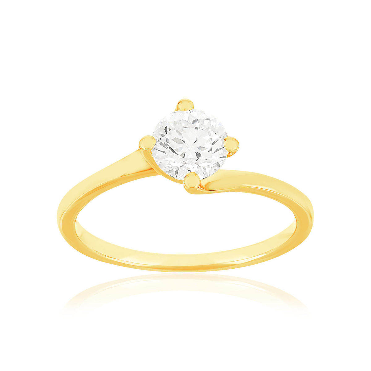 Solitaire or 750 jaune diamant synthétique 0,8 carat