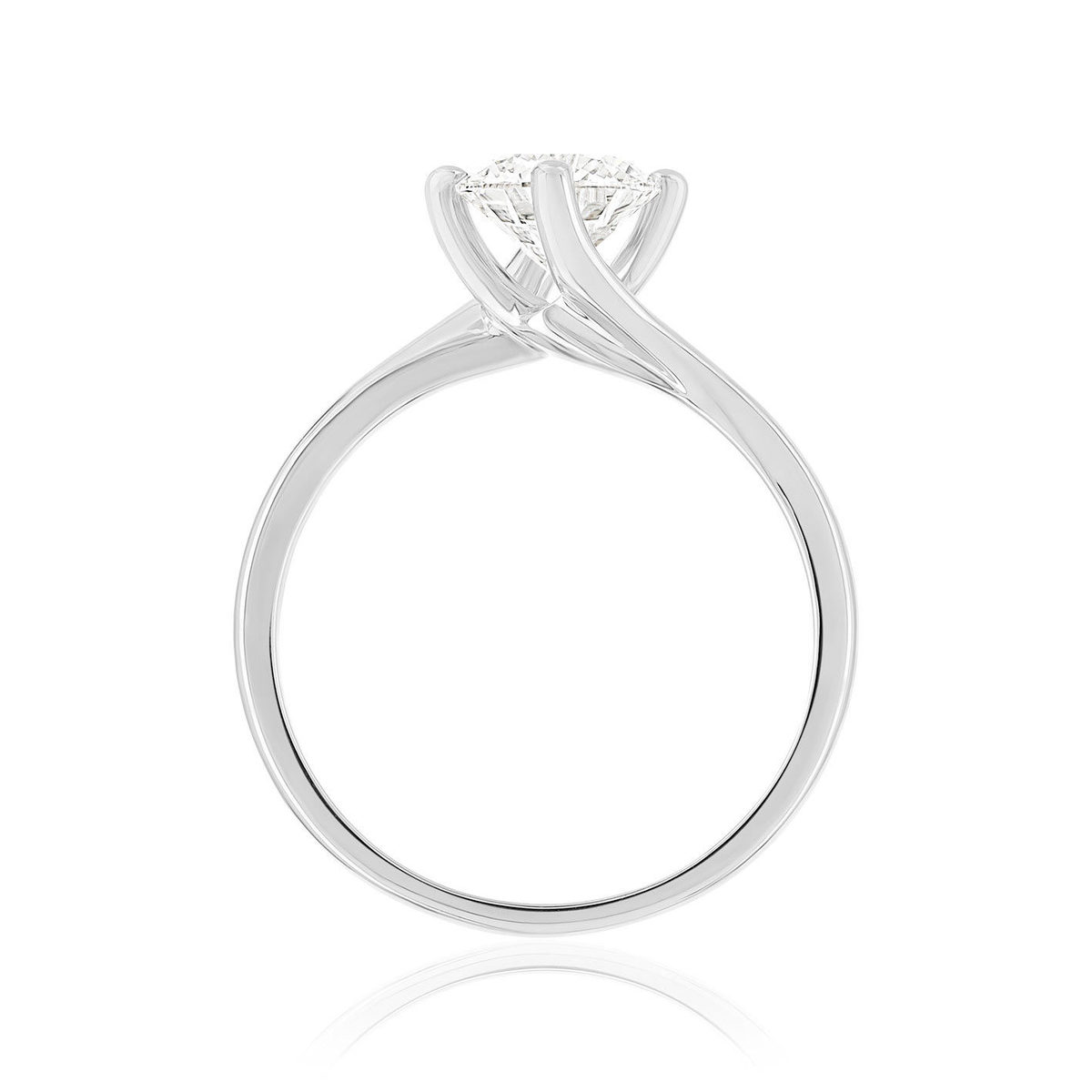 Solitaire or 750 blanc diamant synthétique 1 carat - vue 2