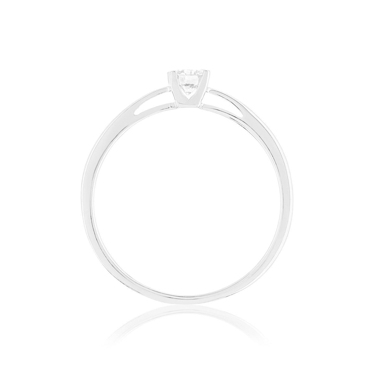 Solitaire or 750 blanc diamant synthétique 0,15 carat - vue 2