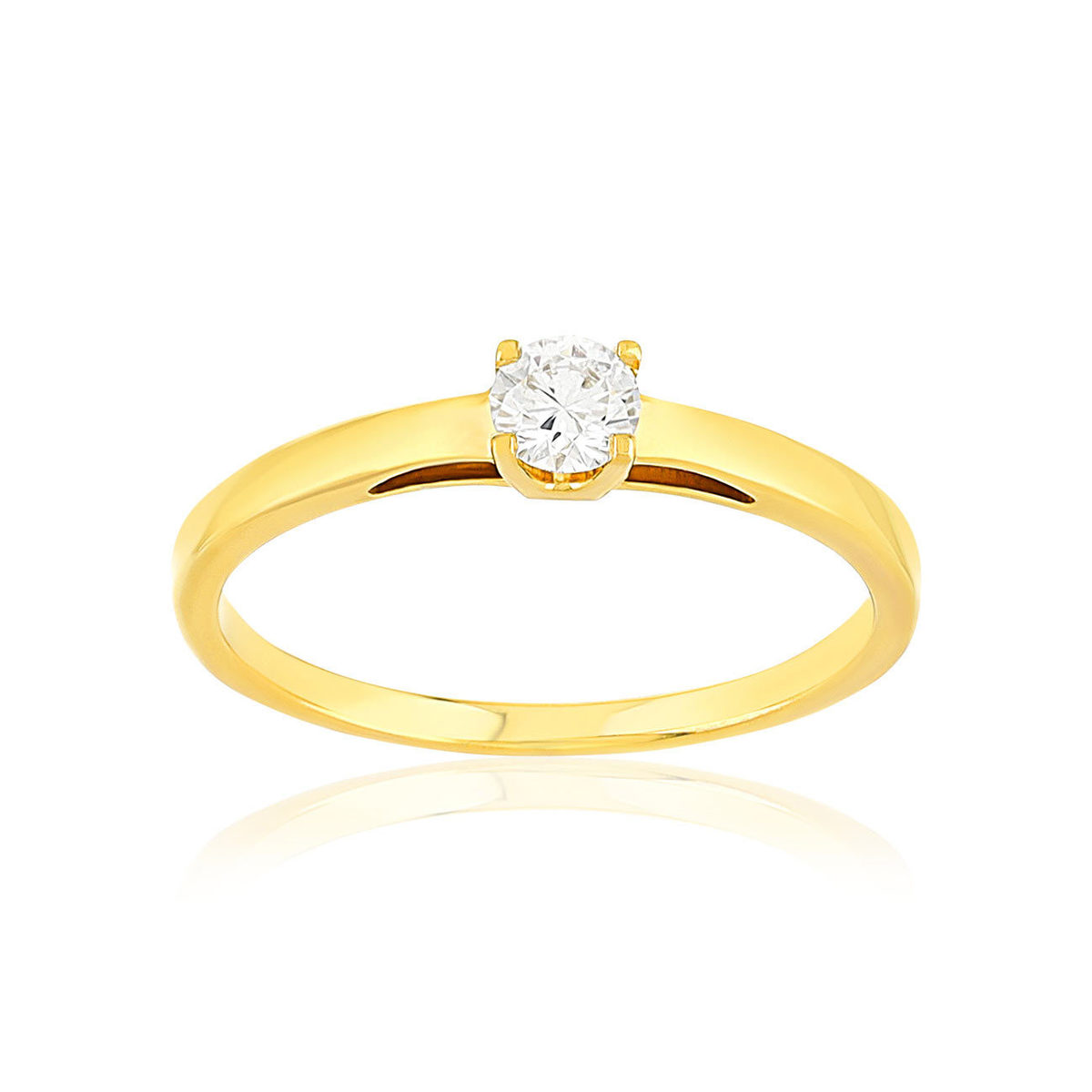 Solitaire or 750 jaune diamant synthétique 0,15 carat