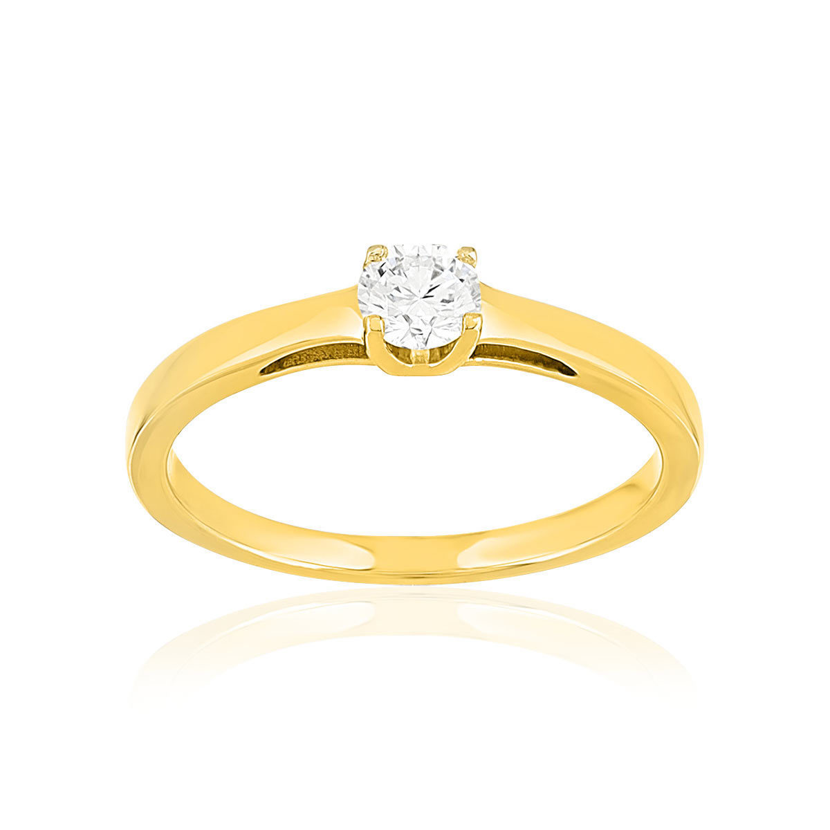 Solitaire or 750 jaune diamant synthétique 0,2 carat