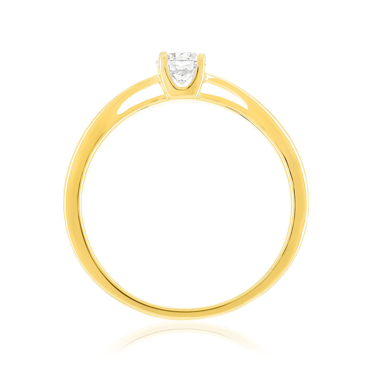 Solitaire or 750 jaune diamant synthétique 0,2 carat - vue 2