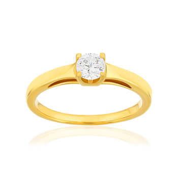 Solitaire or 750 jaune diamant synthétique 0,4 carat