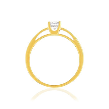 Solitaire or 750 jaune diamant synthétique 0,4 carat