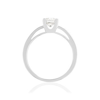 Solitaire or 750 blanc diamant synthétique 0,7 carat