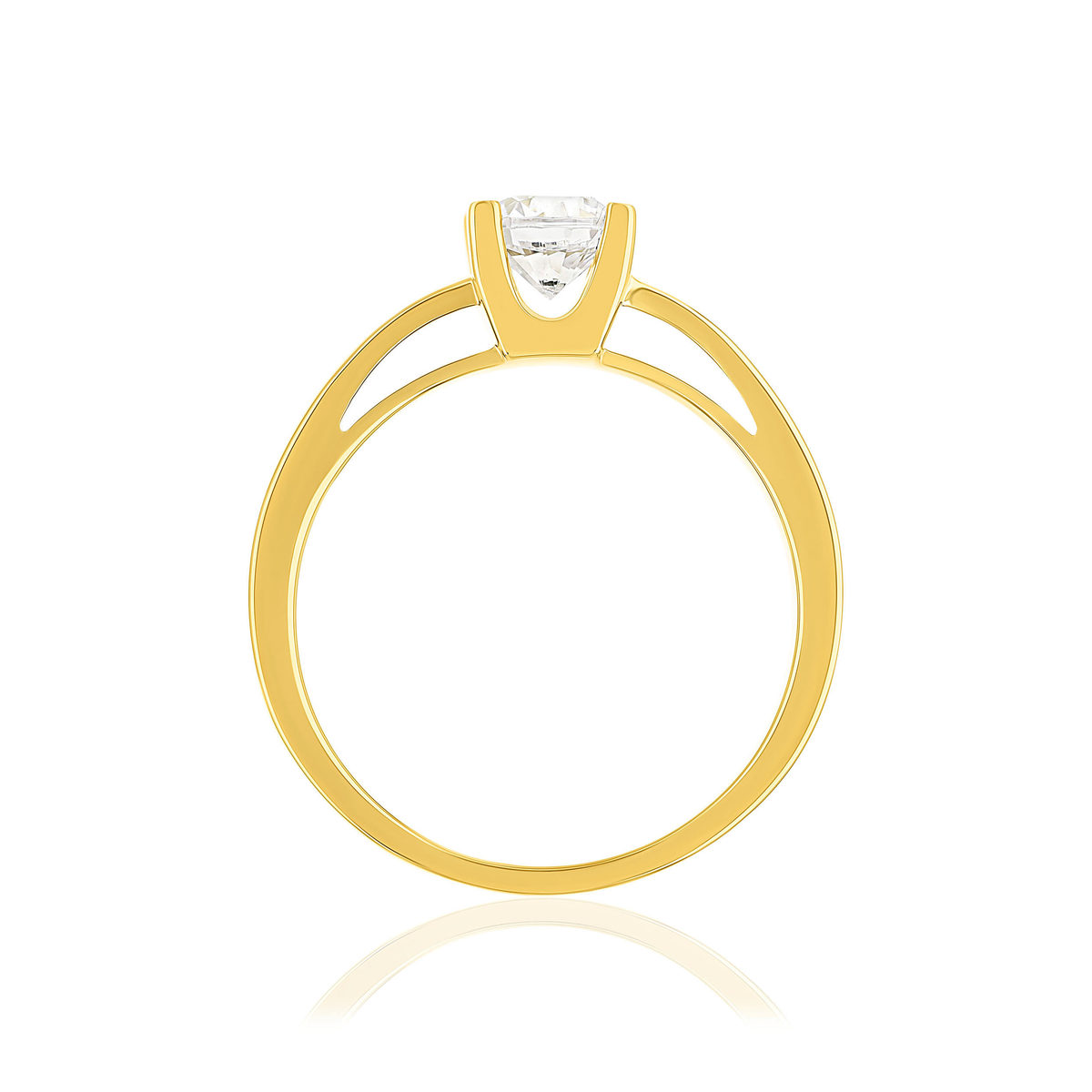 Solitaire or 750 jaune diamant synthétique 0,7 carat - vue 2