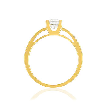 Solitaire or 750 jaune diamant synthétique 0,7 carat