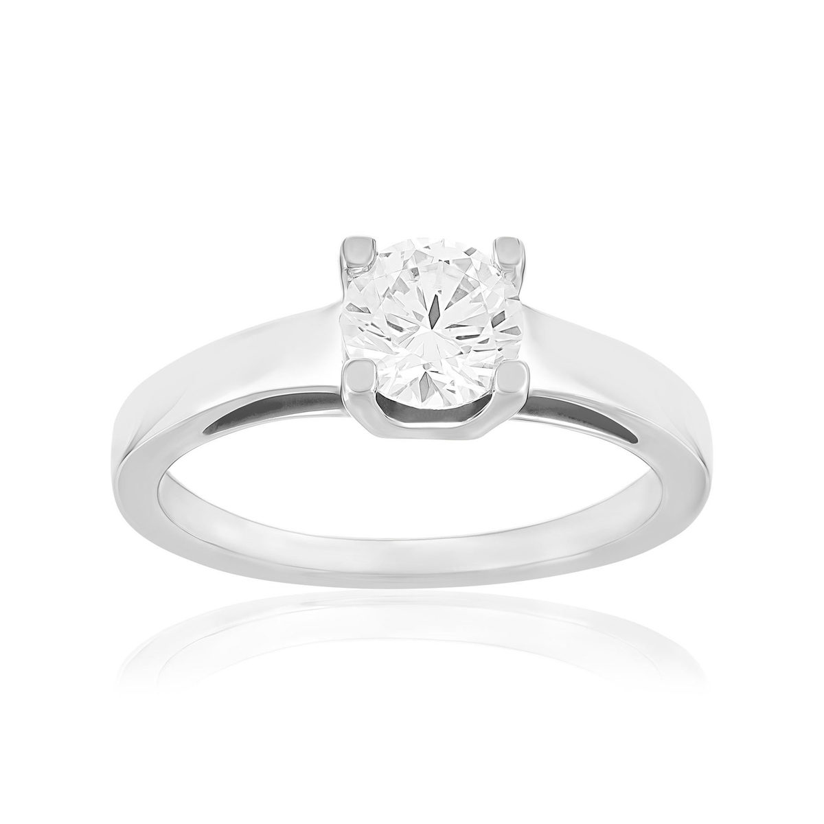 Solitaire or 750 blanc diamant synthétique 0,8 carat